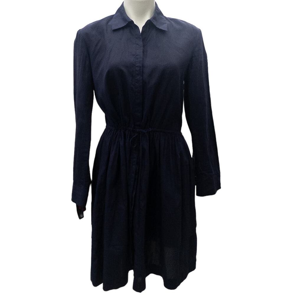 Pablo by Gerard Darel Navy Cotton Shirt Dress Collared Button-Down Women's US 10